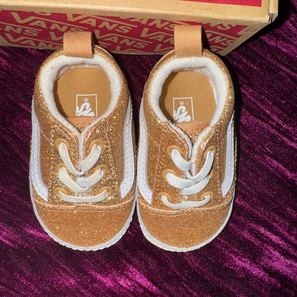 Vans Gold and White Old Skool Sneakers Classic Slip-On Design Amberlight